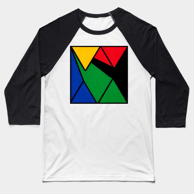 Red Yellow Green Blue Geometric Abstract Acrylic Painting II Baseball T-Shirt by abstractartalex